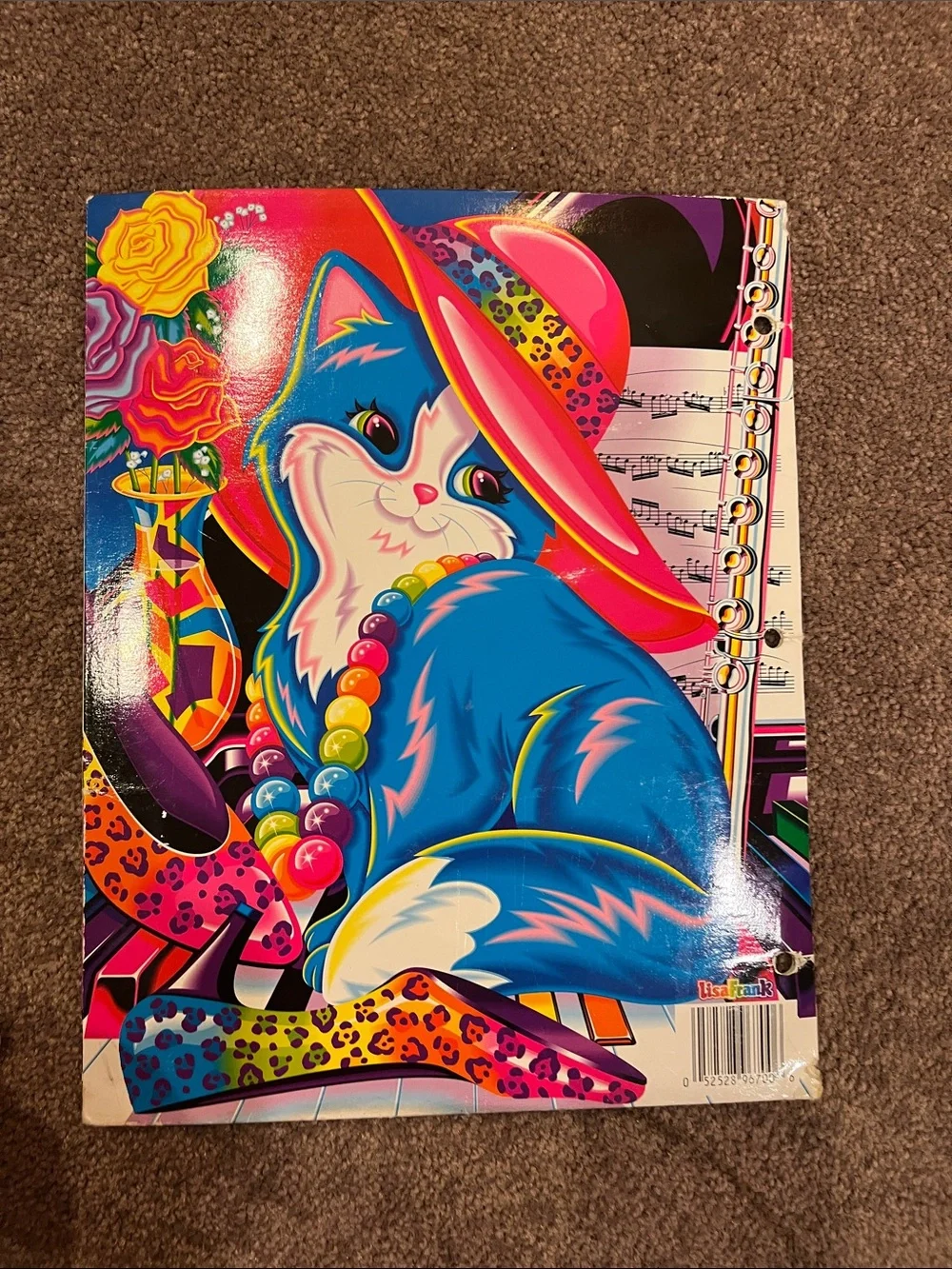 Lisa Frank Miss Furonica Colorful Blue Cat vintage folder